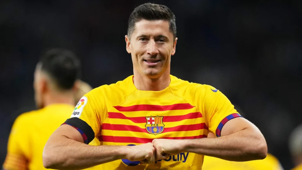 Ten Key Moments of La Liga 22/23 2 Robert Lewandowski celebrates goal against Espanyol, may 14th.