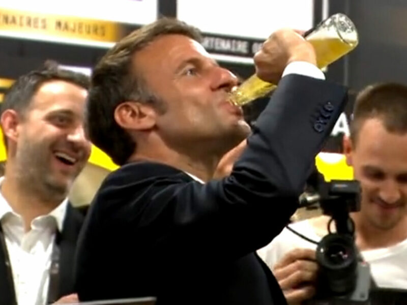 emmanuel macron down corona beer in 17 seconds macron beer chugging 1200x629 1