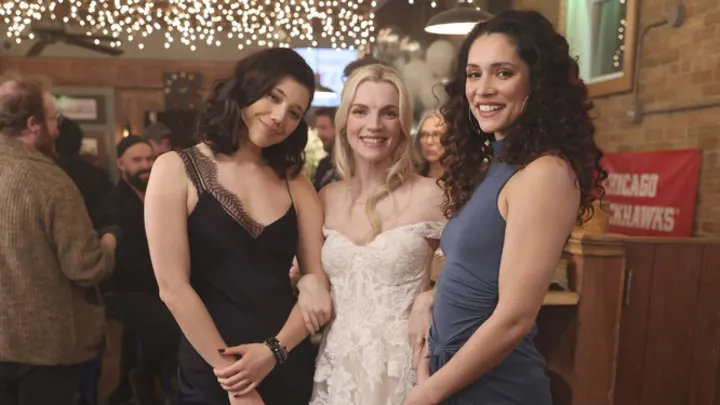 Brett & Casey: Celebrating Love Amidst Chicago Fire's Blaze 16 CHICAGO FIRE -- "Port in the Storm" Episode 12006 -- Pictured: (l-r) Hanako Greensmith as Violet Mikami, ViKara Killmer as Sylvie Brett, Miranda Rae Mayo as Stella Kidd -- (Photo by: Adrian S Burrows Sr/NBC) /
