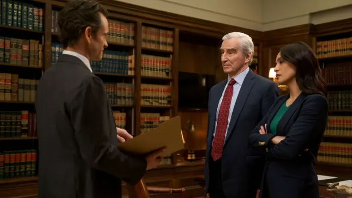 Sam Waterston Bids Farewell to "Law & Order": A Legacy Unmatched 2 LAW & ORDER -- "Class Retreat" Episode 22020 -- Pictured: (l-r) Hugh Dancy as ADA Nolan Price, Sam Waterston as D.A. Jack McCoy, Odelya Halevi as ADA Samantha Maroun -- (Photo by: Peter Kramer/NBC) /