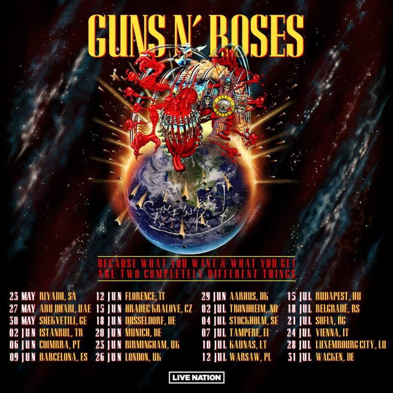 Guns N' Roses Announces 2025 Spring/Summer Tour 12 guns n roses announces 2025 springsummer tour guns n roses 2025 european and middle east tour schedule dates list 800x800 1