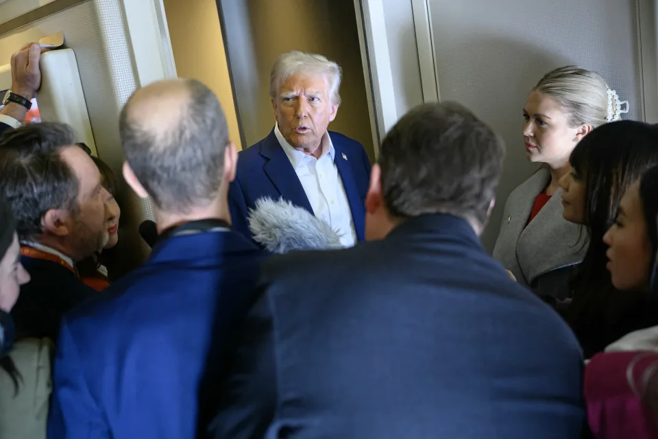 Why U.S. Immigration Policies Are Fueling Tensions with Colombia 23 President Donald Trump, alongside Press Secretary Karoline Leavitt (R), speaks with the press on Air Force One on January 25. (MANDEL NGAN/AFP via Getty Images) · MANDEL NGAN via Getty Images