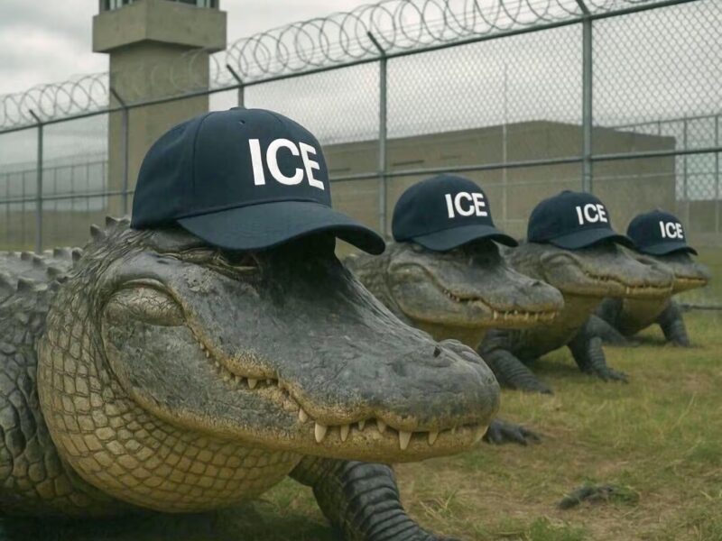 run in zigzags trump mocks migrants during visit to controversial florida alligator jail wcaar4hkzrc6rpx4mciuafuvau
